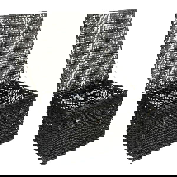 67cm Black Wicker Rope Handled Picnic Basket