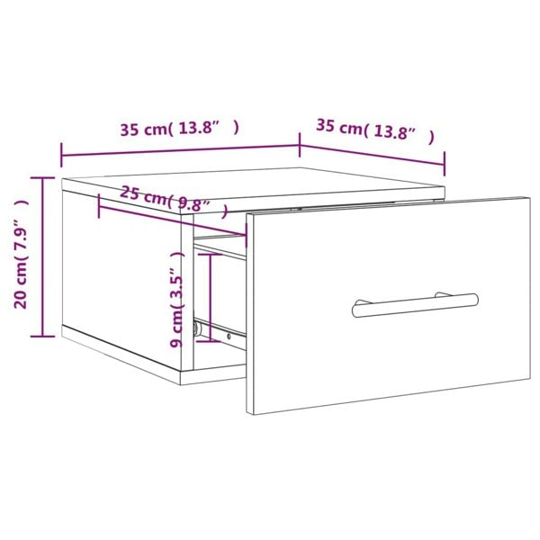 Berkfield Wall-mounted Bedside Cabinet Sonoma Oak 35x35x20 cm