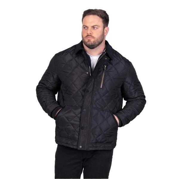 Duke Mens Landon D555 Quilted Corduroy Collar Kingsize Jacket - Black - 