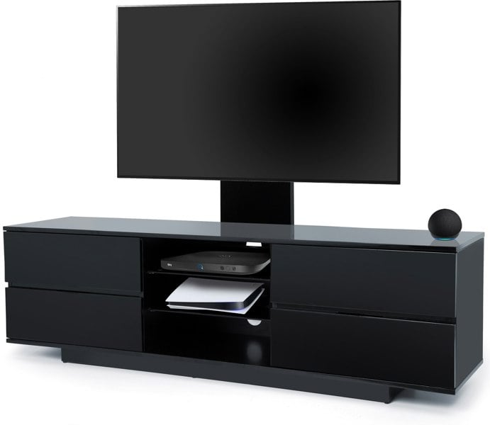 Centurion Supports AVITUS Gloss Black with 4-Black Drawers for up to 65" LED/LCD/Plasma TV Stand with Mounting Arm