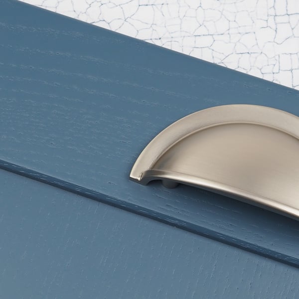 Handle & Home Brushed Nickel Cup Handle & Coordinating Round Knobs
