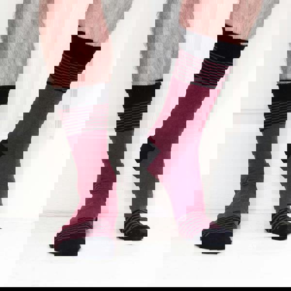 Jemsox Fine Stripe Organic Cotton Mens Socks | Gentle Comfort Welt Top