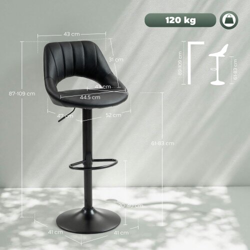 Wyld Haus Nadi Set Of 2 Black Faux Leather Bar Chairs With Padded Seats