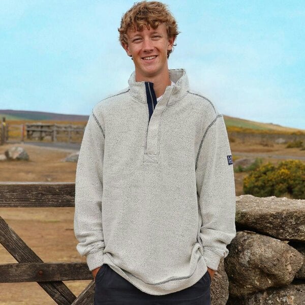 Lazy Jacks LJ703 - Men's 1/4 Zip Textured Sweatshirt - Grey Marl