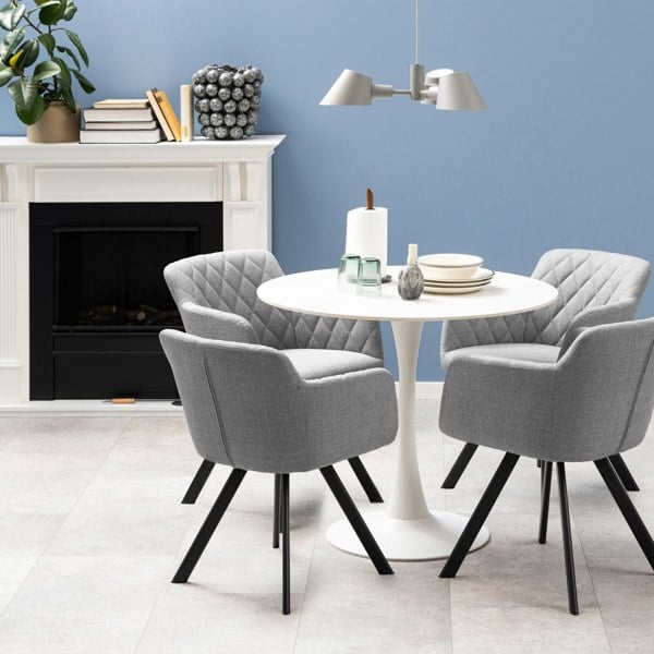 Furniture To Go Malta Ceramic Round Dining Table in White 90x75cm