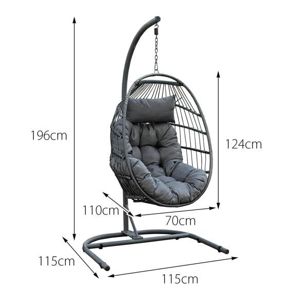 bali rattan hanging egg chair in mixed grey
