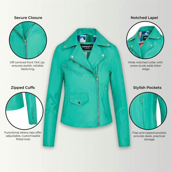 Infinity Leather Women's Classic Brando Biker Leather Jacket - Broome