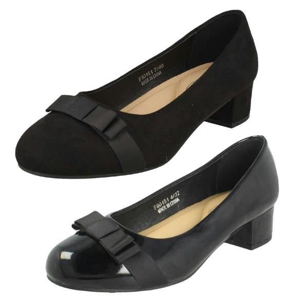 Spot On Ladies Spot On Block Heel Formal Wide Fit Court Shoes  F90151
