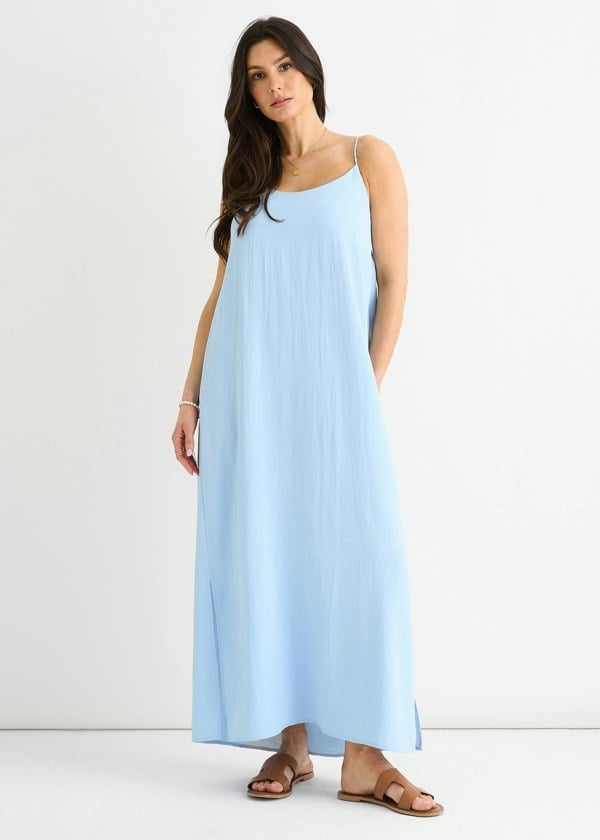Gini London Blue Strappy Cross Back Airflow Oversized dress