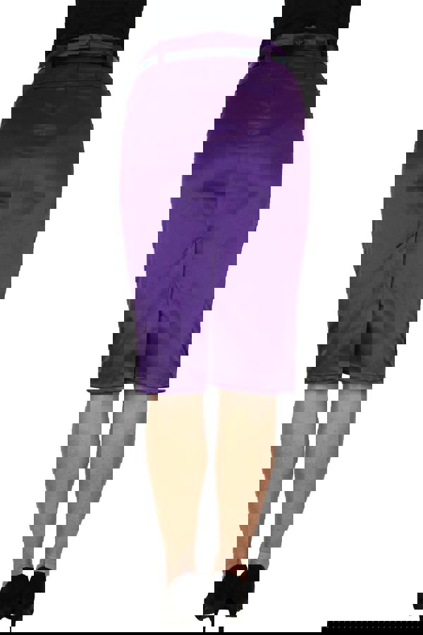 Paulo Due Women's Belted Satin Knee Length Pencil Skirt