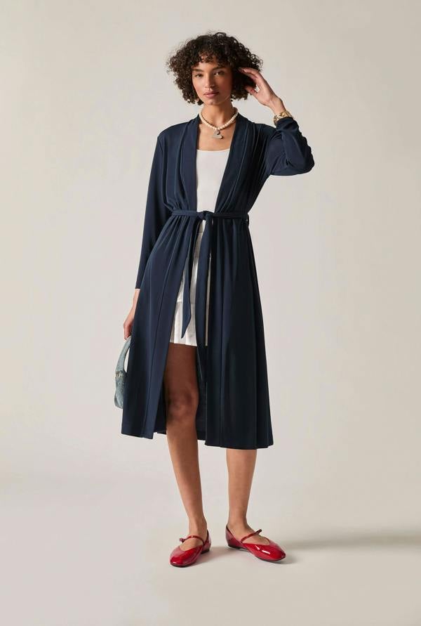 James Lakeland Navy Jersey Longline Cardigan