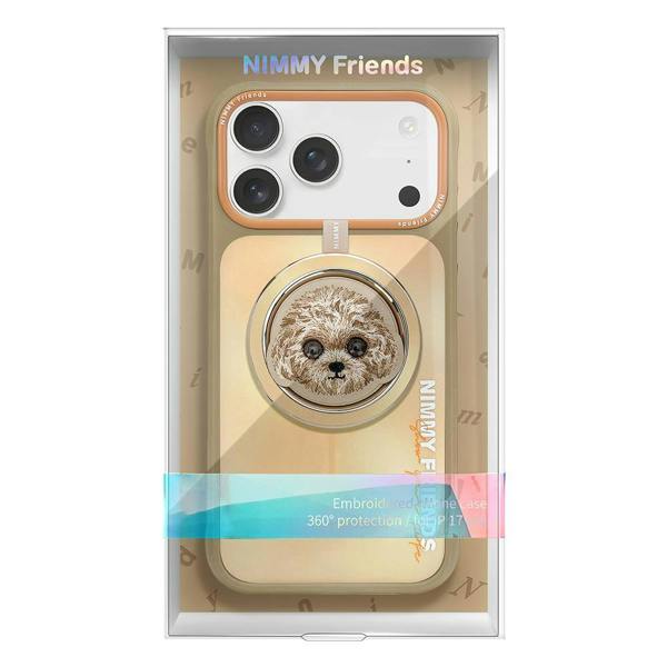 Nimmy Friends Nimmy Big Eye Cute Pet Poodle Dog Face Case with Detachable MagSafe Grip for iPhone 17 Pro 6.3" Brown Orange - N-XDY-CXZJZH-IP17-PRO-014