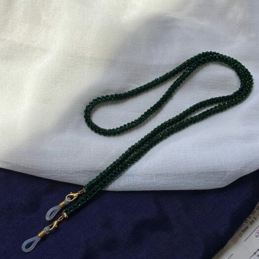 The Colourful Aura Green Glass Beaded Soft 60 cm Glass Chain Lanyard Holder