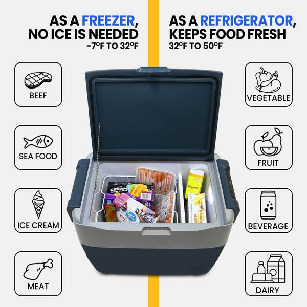 Koolatron Fridge Freezer Electric Cool Box 50L Cooler Box Portable 12v Camping Car Fridge For Campervan Perfect for Road Trips Compressor Cooling