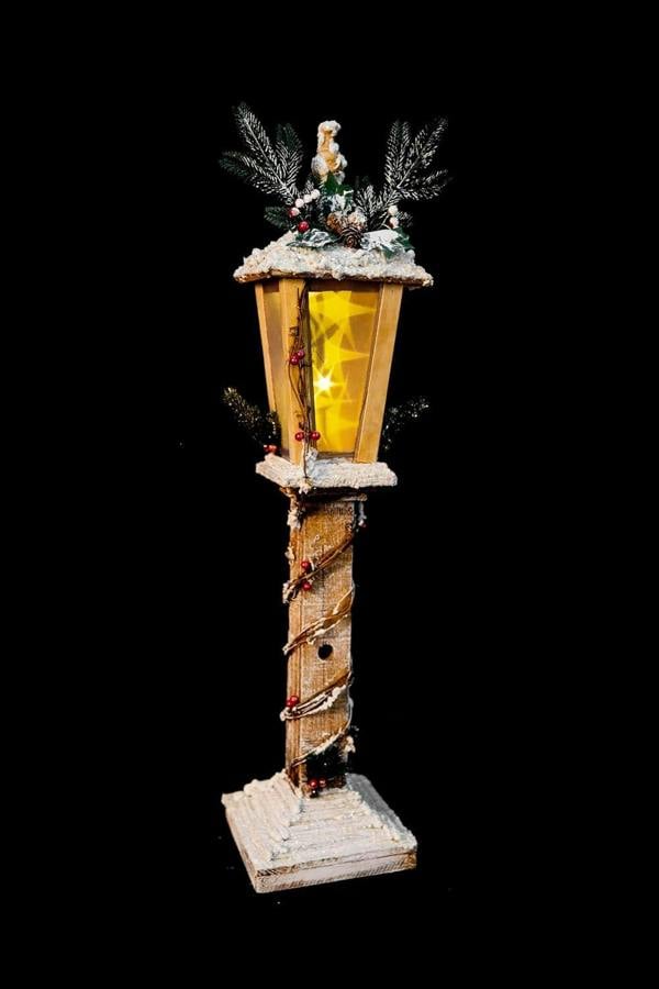 85cm Wooden Snow Covered Lamppost Warm White Rotating Star LED Indoor Christmas Decoration image 2