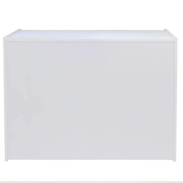 Brilliant white A1200 retail shop counter with a sleek, modern design and smooth surface, ideal for showcasing products
