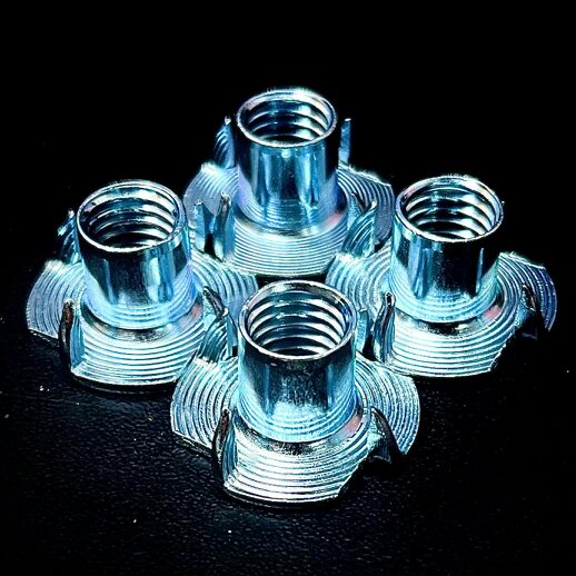 Fixaball T Nuts Furniture 4-Pronged Steel BZP Zinc M4 M5 M6 M8 M10