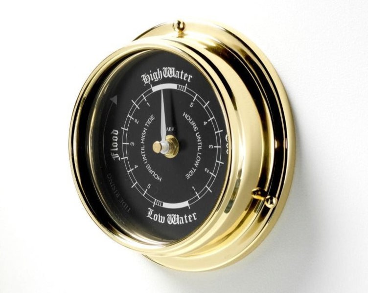 Tabic Handmade Prestige Tide Clock in Solid Brass With a Jet Black Dial