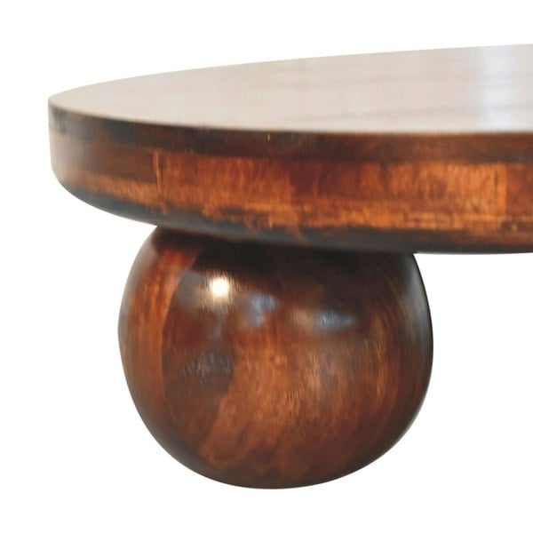 Artisan Furniture Solid Wood California Walnut Central Table with Ball Feet