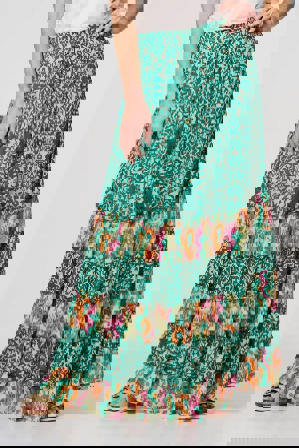 Green | Patchwork High Waist Maxi Skirt