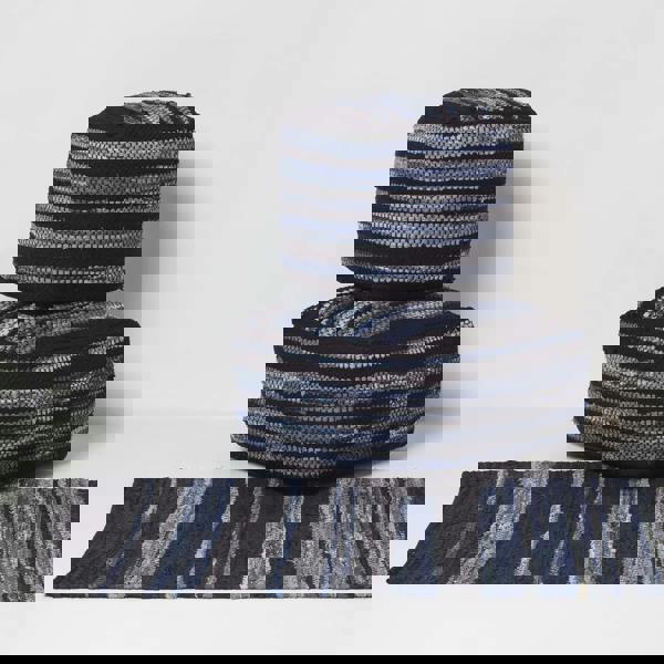 HOMESCAPES Texas Denim Woven Striped Bean Filled Pouffe