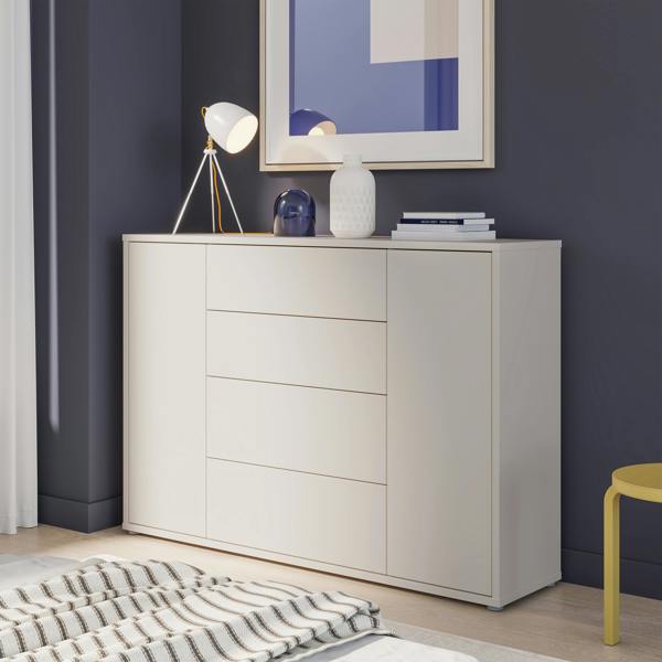 Furniture To Go Alice Springs Wide Sideboard with 4 Drawers & 2 Doors with Push-to-Open in Sand