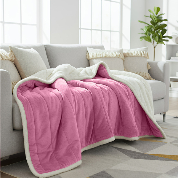 Anycozy Blanket Light Pink Coral Fleece Autumn Winter Warm 3 Layers Thicken Flannel Soft Comfortable Warmth Quilts Washable 120x200cm