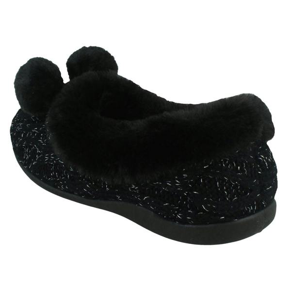 Rose Bank Ladies Rose Bank Memory Foam Knitted Pom Pom Slippers Chloe