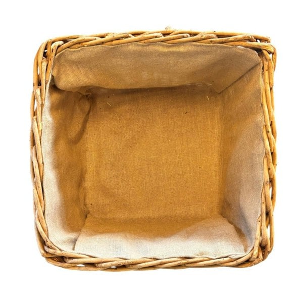 Square Hessian Lined Wheeled Log Basket