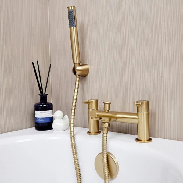 Flode Runn | Bath Shower Mixer | Including Handset and Holder | Brushed Brass