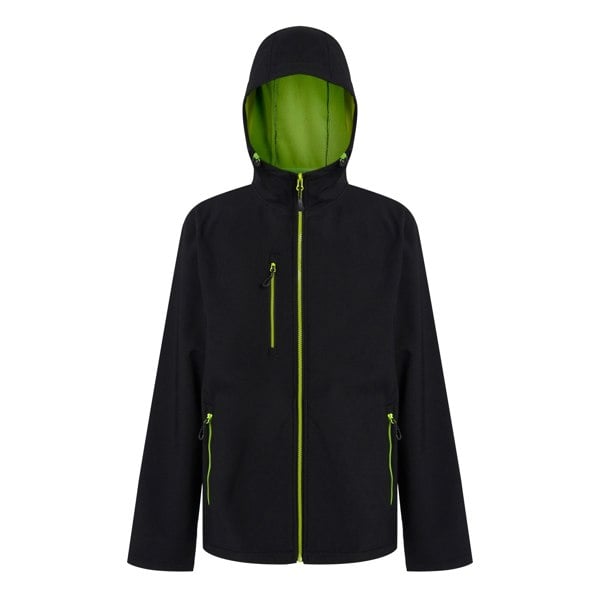 Regatta Men's Navigate 2 Layer Soft Shell Jacket - Black/Lime Green