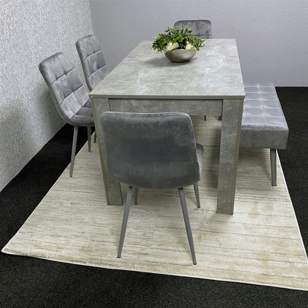 Kosy Koala Grey Wooden Dining Table Set with 4 Grey Chairs and 2 Benches - Dining Kitchen Room Furniture