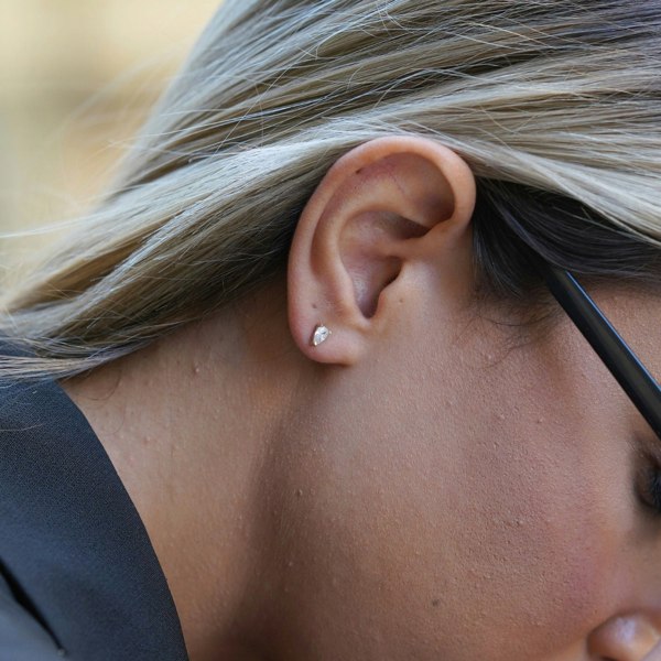 Spero London 14ct Solid Gold Handcrafted Pear Stud Earrings