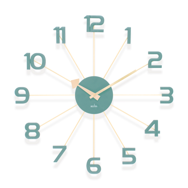 Acctim Astraea Large Wall Clock Quartz Brass Effect Metal Spokes Large Numbers