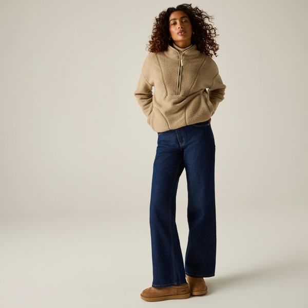Regatta Womens Frankie Borg Half Zip Longline Fleece Top - Barleycorn