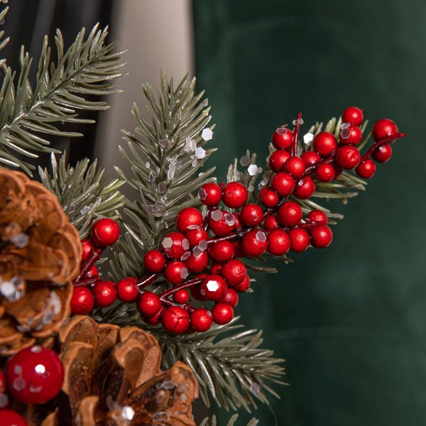 Samuel Alexander 33cm Christmas Tree Topper with Pinecones, Red Berries and Frosted Seasonal Foliage