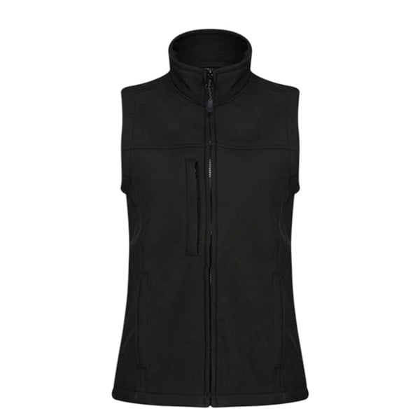 Regatta Womens Flux Softshell Bodywarmer / Sleeveless Jacket (Water Repellent & Wind Resistant) - All Black