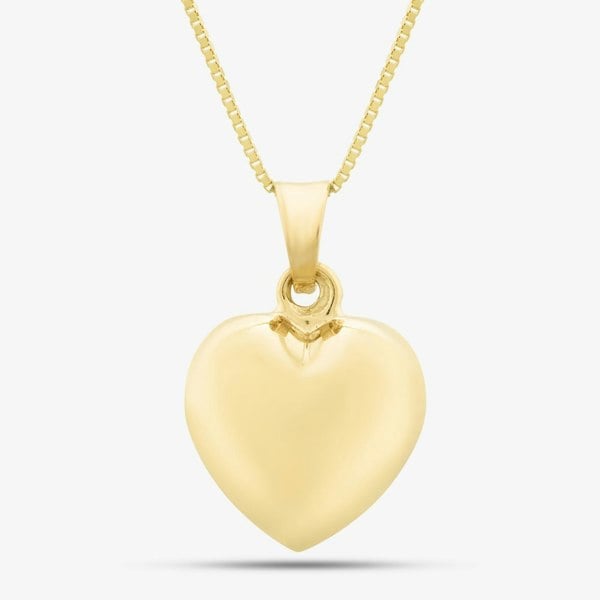 T. H. Baker 9ct Yellow Gold Polished 3D Heart Necklace GP2261