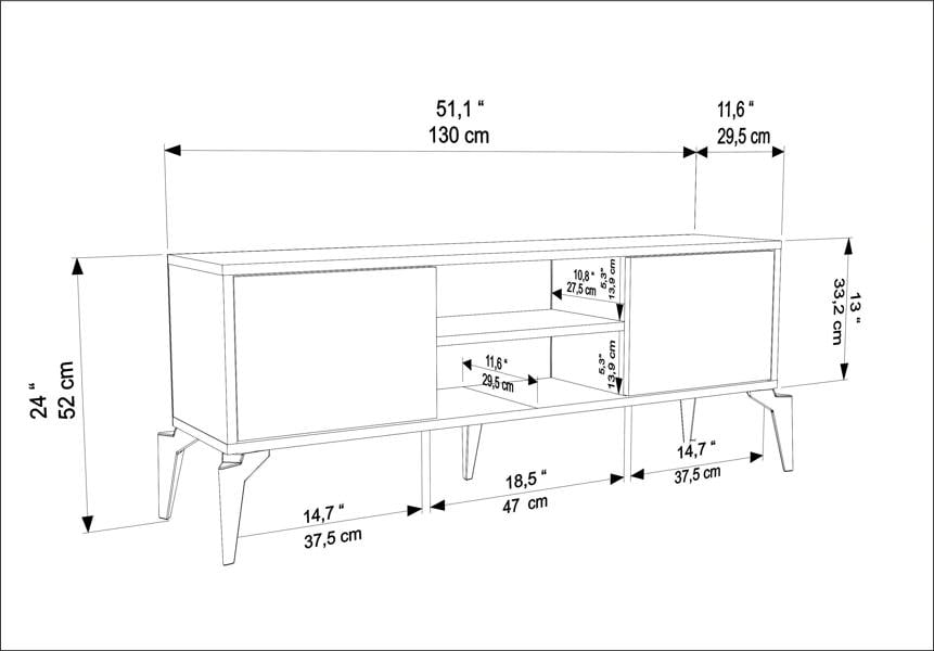 Decorotika Lojo Modern Tv Stand TV Cabinet for TV's up to 55"