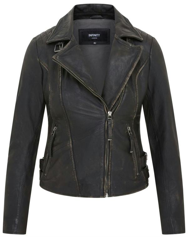 Infinity Leather Womens Black Leather Brando Biker Jacket -  Finnsnes