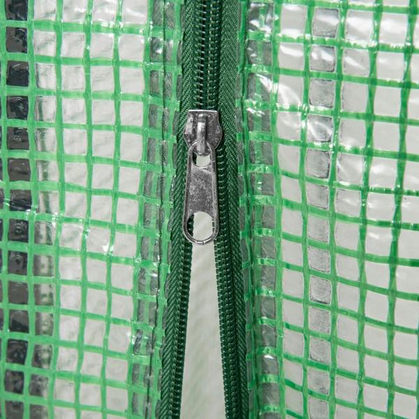 Green roll-up door zipper pull on PE greenhouse mesh cover