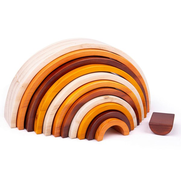 Bigjigs Toys Large Wooden Rainbow Stacking Arches - 11 Pieces