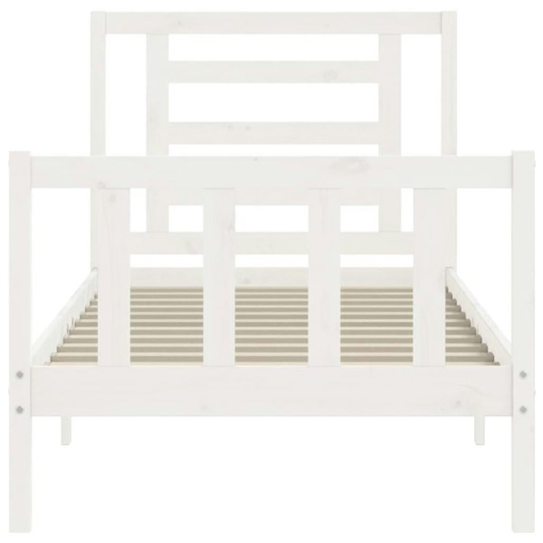 Berkfield Bed Frame with Headboard White Single Solid Wood