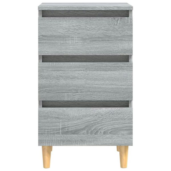 Berkfield Bed Cabinet with Solid Wood Legs Grey Sonoma 40x35x69 cm