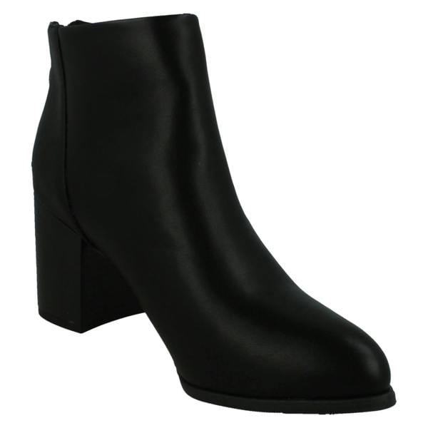 Spot On Ladies Block Heel Ankle Boots with Back Zip F51233