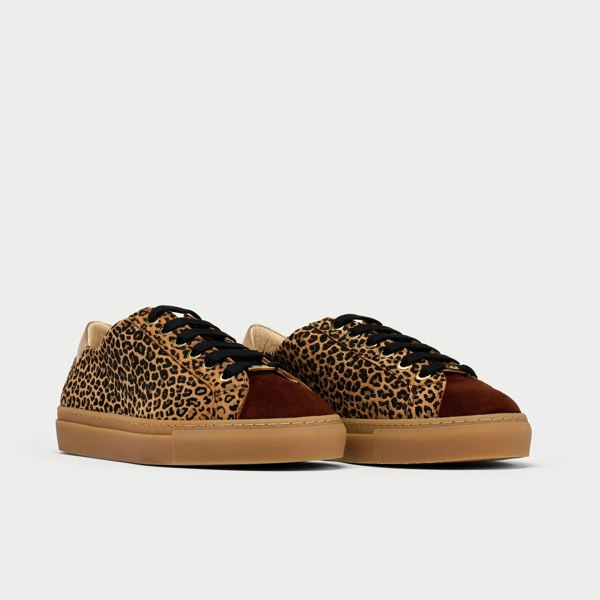 Star leopard suede trainer pair