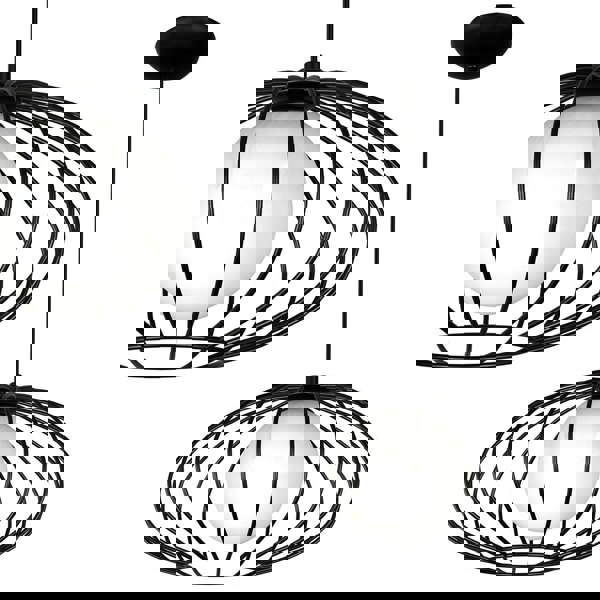 Milagro Kronos Pendant Lamp 1XE14 Industrial Chic With The Flattened Cage Surrounding The Elegant Glass Shade