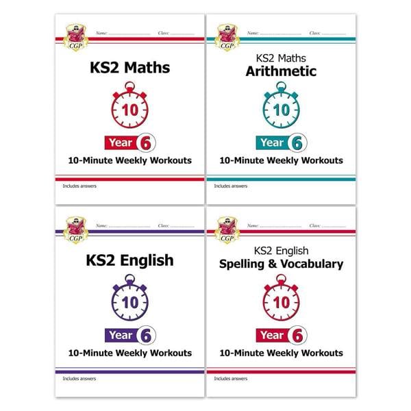 CGP KS2 Year 6 10-Minute Weekly Workout Bundle – Ages 10-11 (Maths, English, Arithmetic, Spelling and Vocabulary)