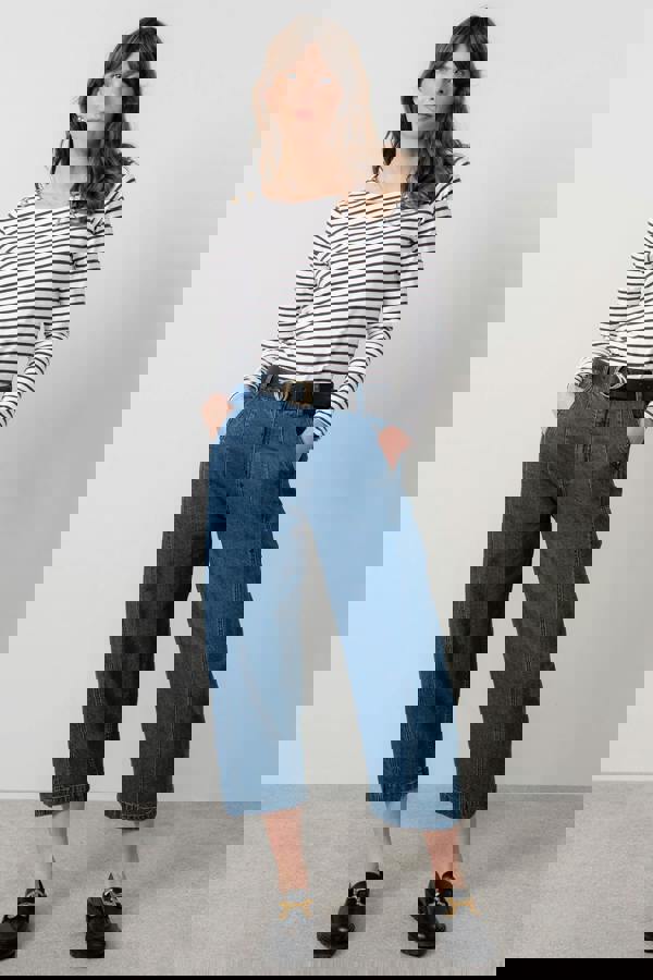 Lily & Me Riverside Striped Casual Jersey Top Chocolate