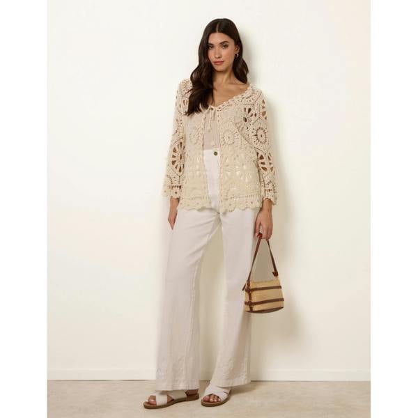 Blue Vanilla Long-Sleeved Crochet Cardigan